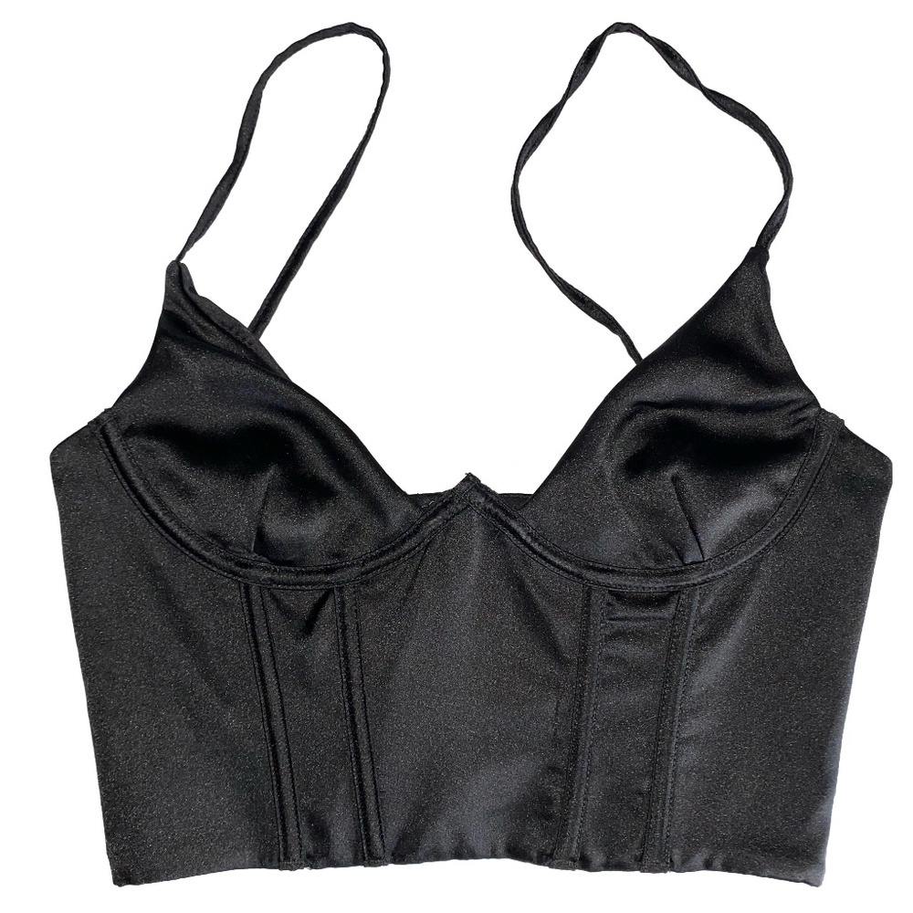 White Fox Satinette Cropped Bustier Top